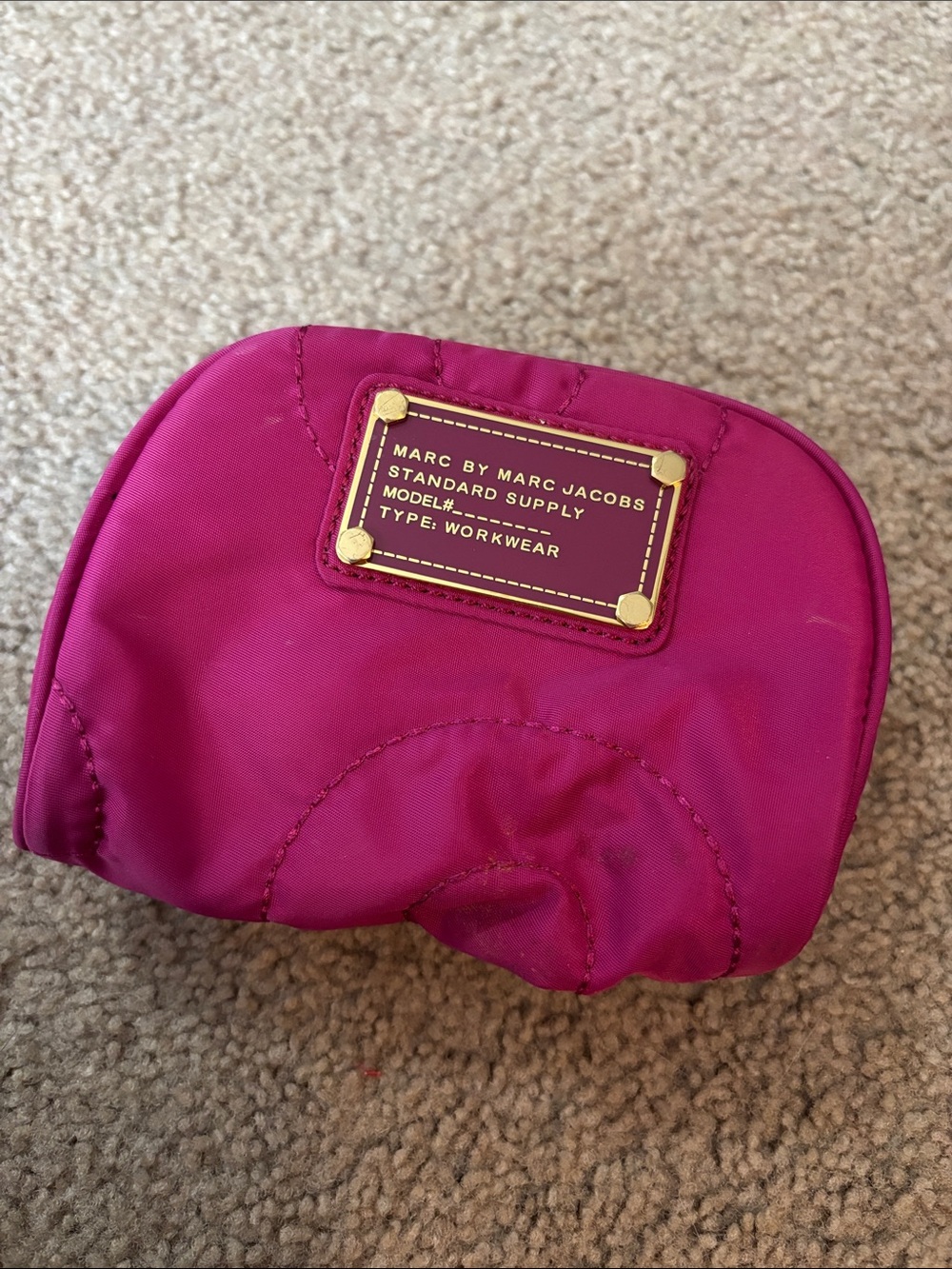 Marc by Marc Jacobs Fuchsia Nylon Cosmetic Pouch with Gold Plaque